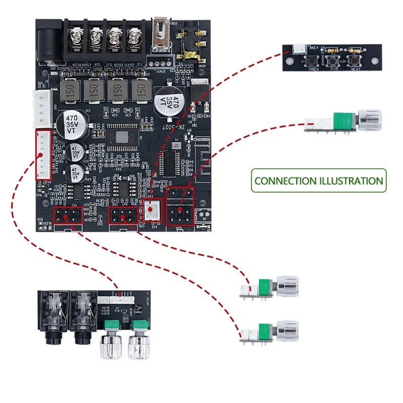 FFYY-ZK-502T 50W + 50W Scheda amplificatore di potenza Bluetooth 5.4 integrata con piombo, scheda amplificatore ricevitore audio stereo T PA3116D2