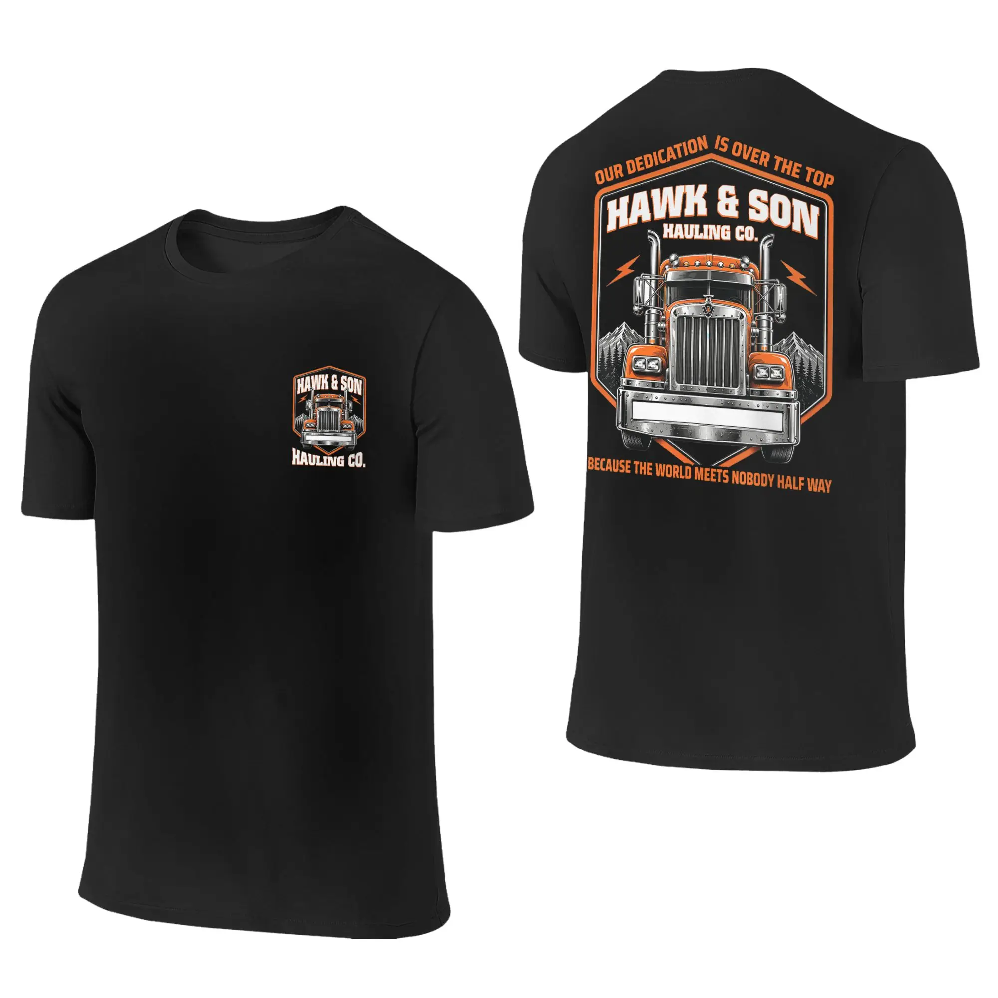 Hawk and Son Hauling Company Proud Trucker Big Rig T Shirt Men's  Vintage Cotton T-Shirts Summer O-Neck Leisure Tee Shirt