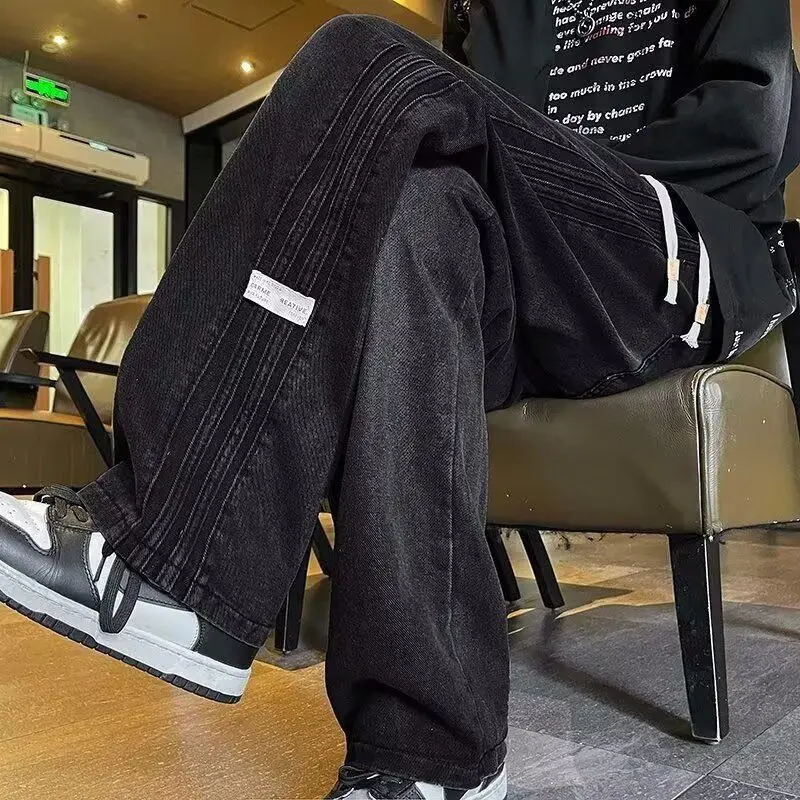 

Мужские весенне-летние брюки 2025 года, новые свободные прямые повседневные брюки в стиле ретро с широкими штанинами