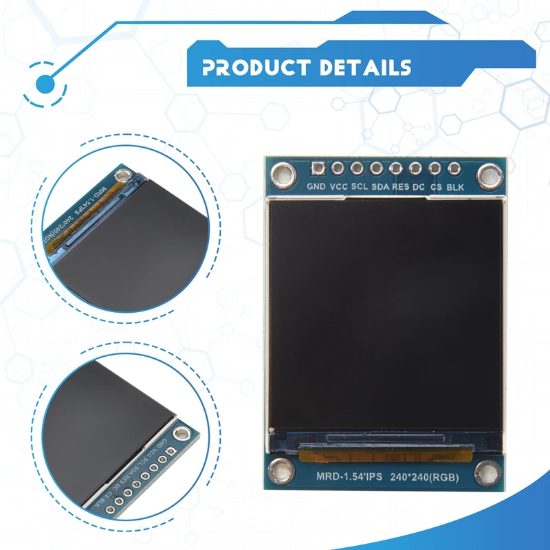 Monitor LCD IPS HD de 1,54 polegadas com resolução 240X240 Monitor LCD SPI ST7789 de 1,54 polegadas-ABEO