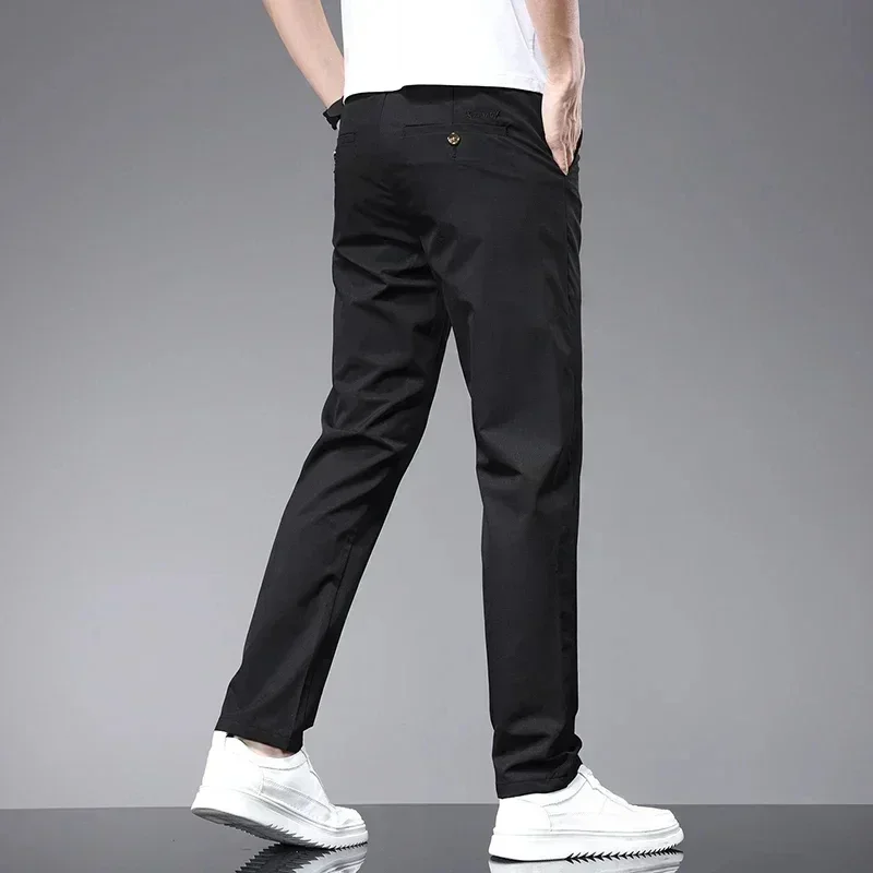 A1555 Men Summer Good Stretch Smooth Trousers Men Business Elastic Waist Korean Classic Thin Casual Suit Pants Male Brand