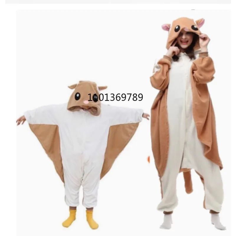Onesie for Kids, Animal Pajamas Halloween Cosplay Costume Girls Boys Kids Flying Squirrel Onesie Adult Women Men Pyjamas