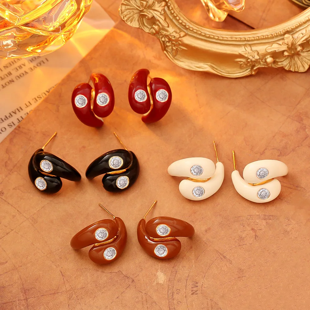 

Fashionable and exquisite oil-drop earrings, light luxury, high-end geometric irregular earrings, zircon earrings for women