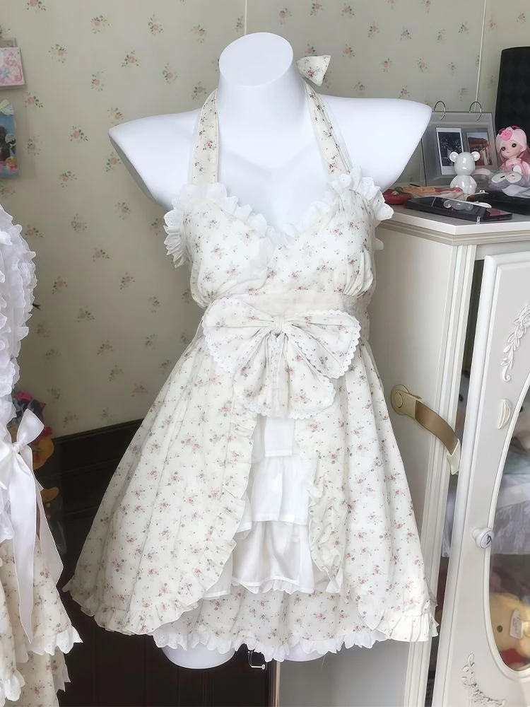 

Kawaii Sweet Lolita 2 Piece Set Women Vintage Y2k Fashion Casual Dress + Mini Skirts Japanese Fairy Birthday Party Retro Outfits