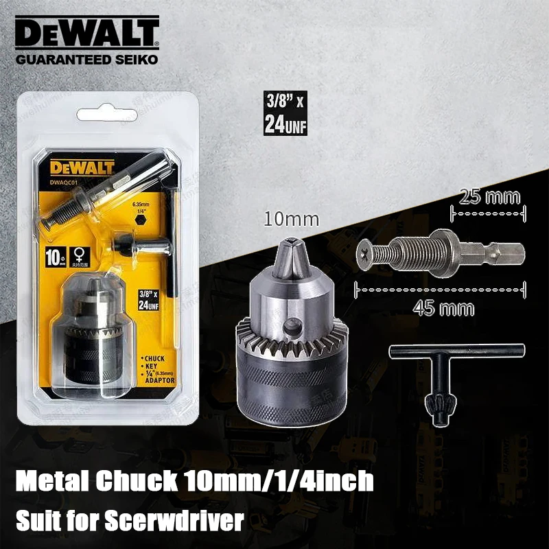 Dewalt Metal Chuck Converter For Power Tool Chave de Fenda Elétrica para Broca Max 10 mm Shank Hex com Biela
