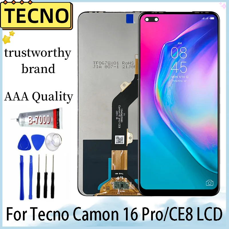 

Оригинальный протестированный ЖК-экран для Tecno Camon 16 Pro CE8, сенсорный экран в сборе, дигитайзер для camon 16 pro, ЖК-дисплей