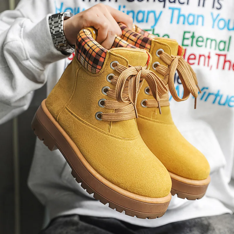 

2026Spring and Autumn New Men's Boots,High-top Retro Thick-soled Height-increasing Board Shoes,Motorcycle Work Boots,Men's Shoes