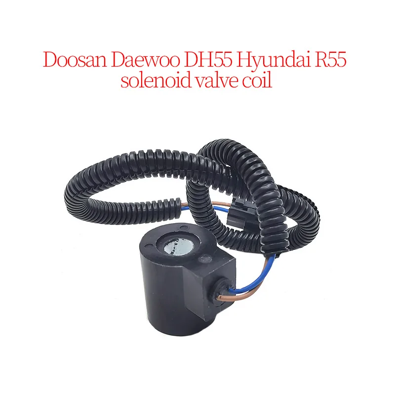 

Solenoid Valve Coil (12V/24V) (Height 37mm, Hole Distance 12mm) for Doosan Daewoo DH55 Hyundai R55 Excavator Accessories