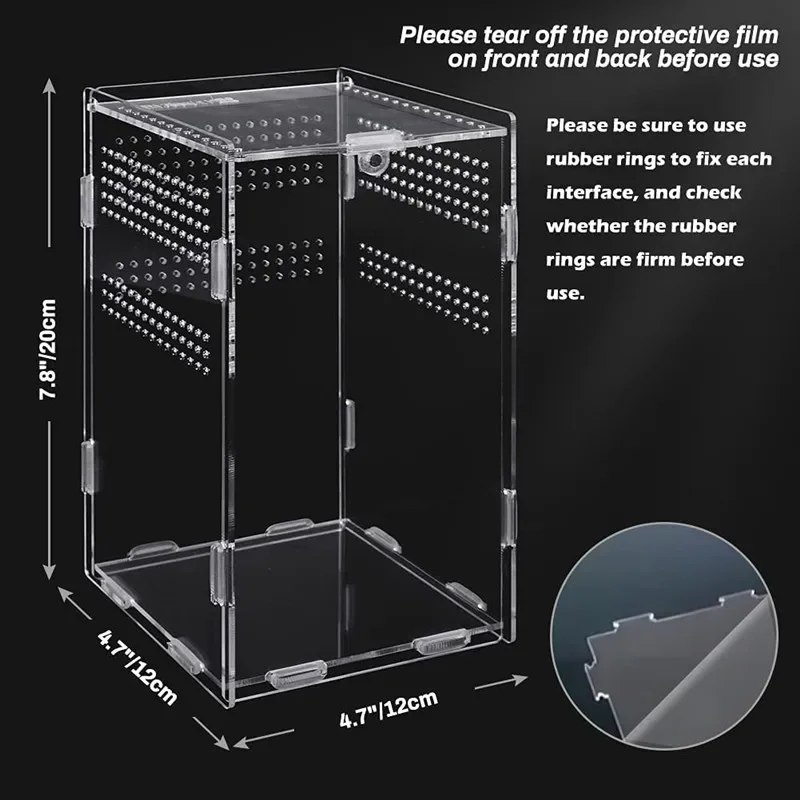 Reptile Habitat Breeding Box Acrylic Transparent Reptiles Cage Nano Arboreal Tarantula Enclosure Bearded Dragon Terrarium