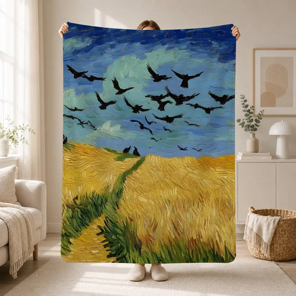 Famous Post-Impressionist Artist van Gogh Throw Soft Plush Flannel Throw Blanket Sofa Bed Travel Home Decor