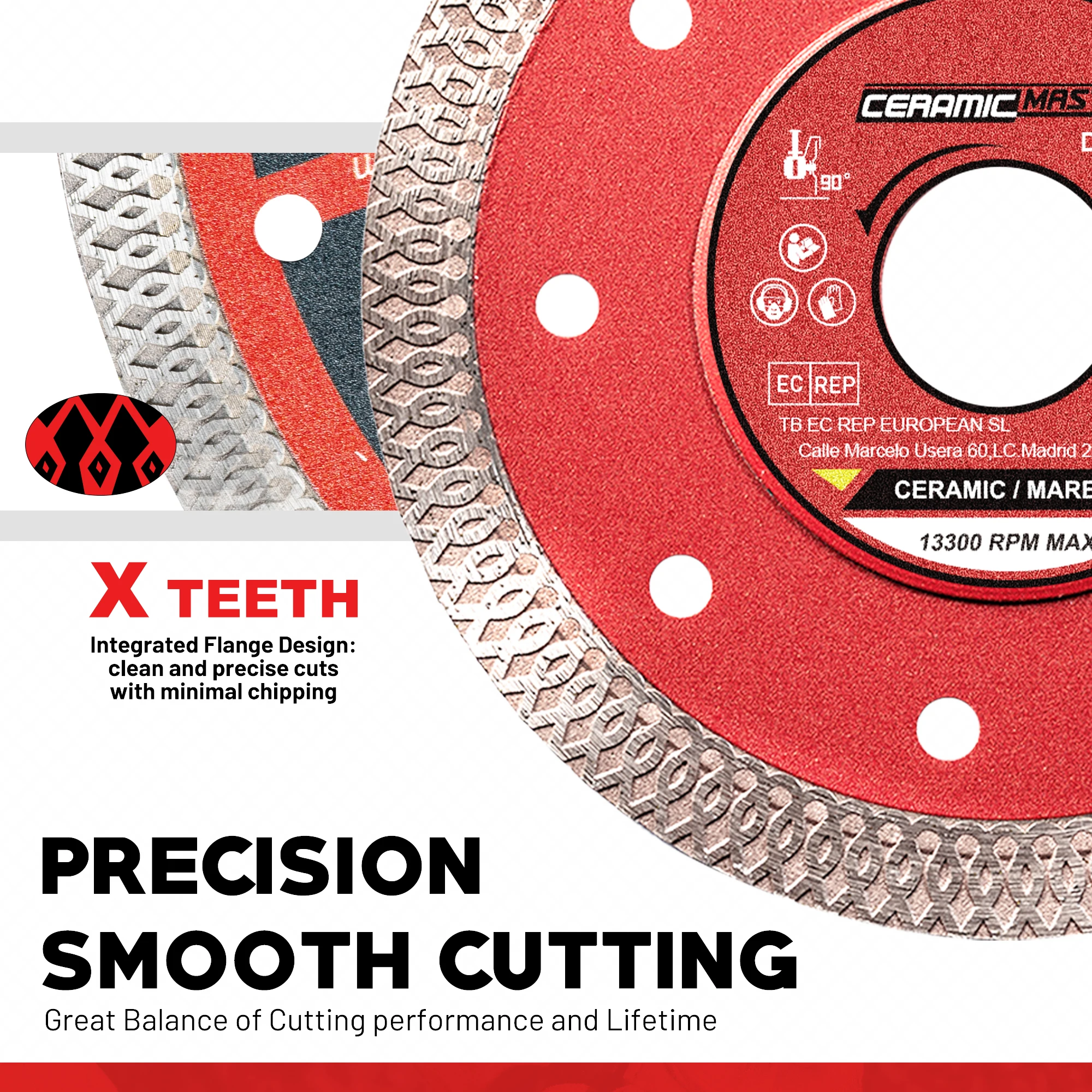 EZARC 2Pcs Super Thin Diamond Ceramic Cutting Blades 4.5"/5" Diamond Saw Blade for Smooth Cutting Porcelain Ceramic Granite