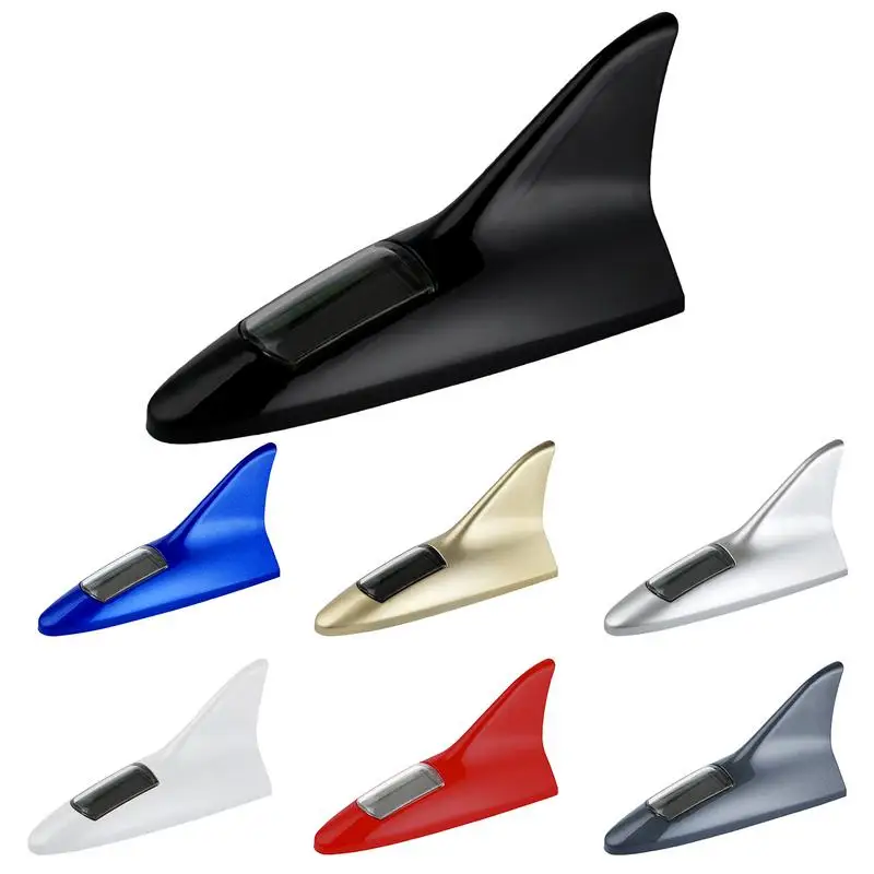 Universel Auto Car Led Warning Lamp Solar Powered Shark Fin Antenna Decorativ Shark Fins Roof Light Solar Car Antenna Decorative