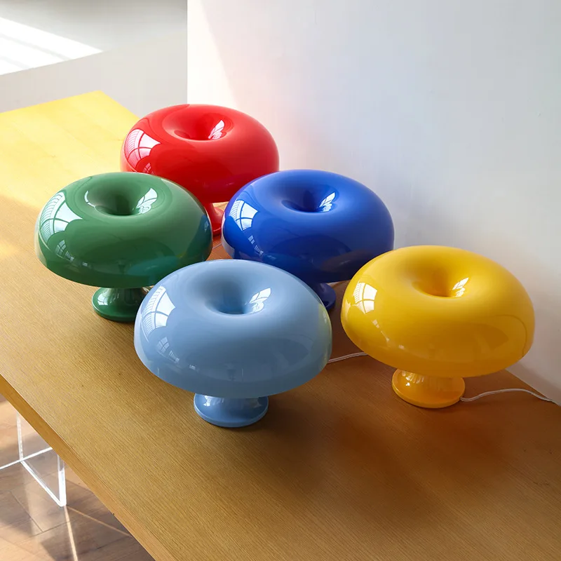 Italian Mimimalism Mushroom Lamp Decorative Light with E14 Base or Fixed LED AC/DC Powered for Livingroom Study Bedside Lighting