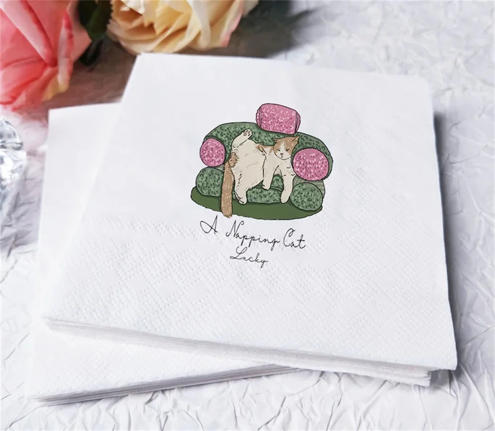 

50PCS Personalized Pet Cocktail Napkins-Custom Wedding Napkins-Custom Pet Portrait Napkins-Engagement Party Decorations-Wedding