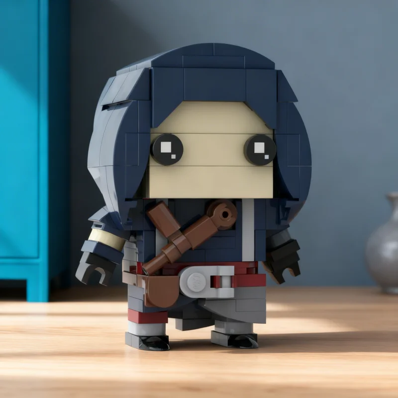 177pcs MOC Assassin Creed Shadows Brickheadz Naoe Building Blocks Assembly Model Collector Kit Collectible XL Toy Gift For Fans