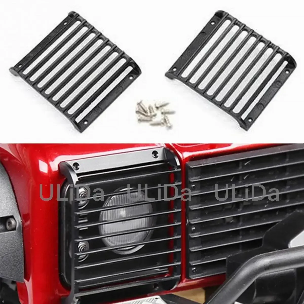 2Pcs 1:10 Front Guard Headlight Grille Toy Aluminium Alloy Light RC Car Parts Protective Crawler Simulation Replacement For TRX4