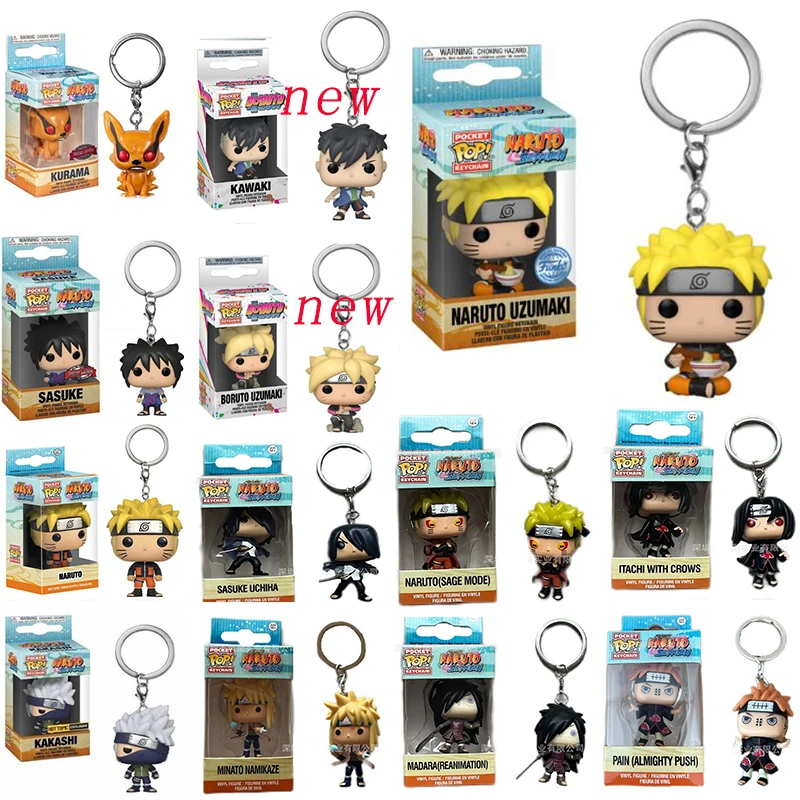 Funko POP-llavero de bolsillo de Naruto, Kurama, Sasuke, Kakashi, Pain, Minato, Namikaze, Itachi con cuervos, Sasuke, Uchiha, modelo de juguetes, regalos