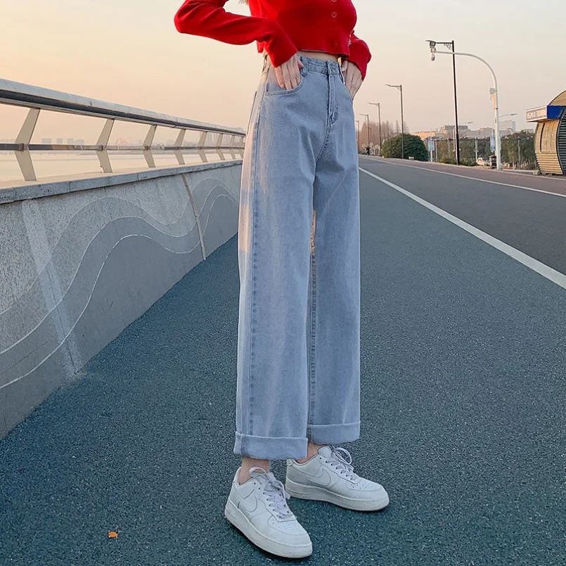 2023 Jeans Women's Korean Version Straight Tube Loose Fitting Slimming Versatile New Spring/summer High Waisted Wide Leg Pants
