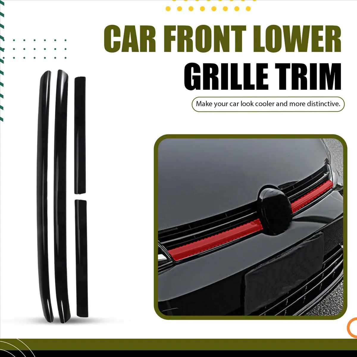 Super Sale 4Pcs Car Front Center Lower Grille Trim Strip for Golf 7.5 MK7.5 Modified Decorative Accessories