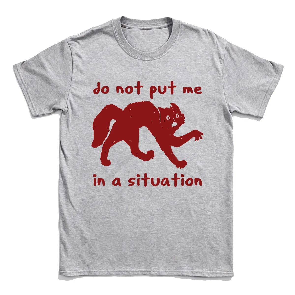 Do Not Put Me in A Situation Cat Funny Oddly Specific Meme T-Shirt Men's Women Clothing 100% Cotton Oversized T-shirt Streetwear