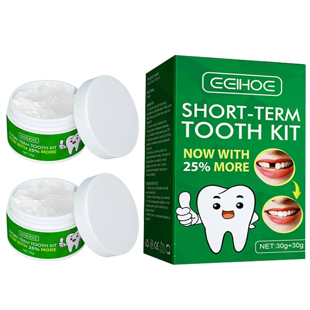 Teeth Solid Glue Resin Tooth Solid Gel with 3 Dental Tools Teeth Replacement Kit Disposable for Fix The Missing Broken Tooth