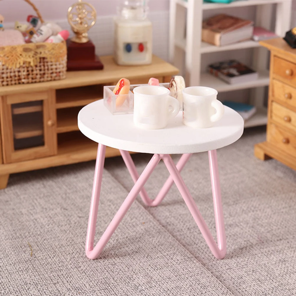 

1:12 Dollhouse Mini Wrought Iron Table Simulation Round Tea Table Dollhouse Furniture Model Living Room Decor Accessory Kids Toy