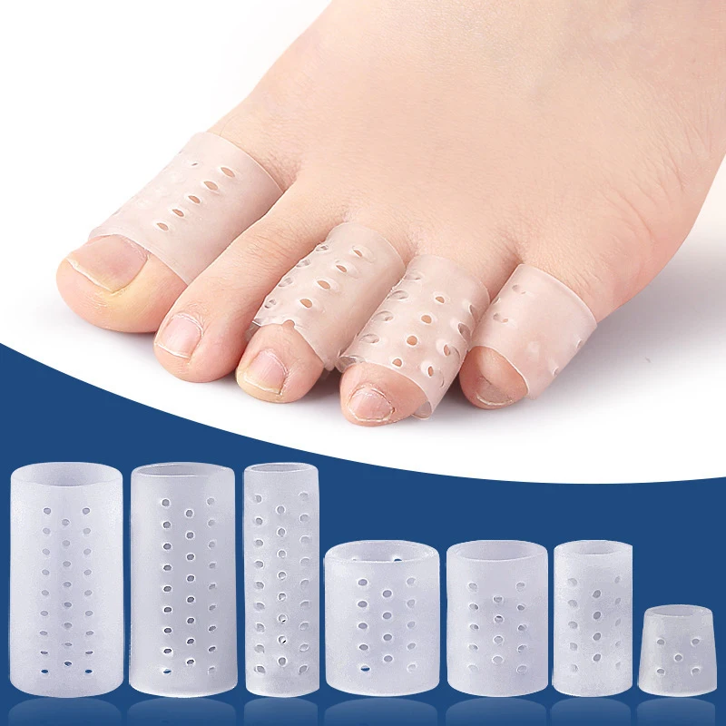 2Pcs Silicone Gel Little Toe Tube Protector Toes Covers Prevents Blisters Anti-Friction Breathable Foot Care Pedicure Tools