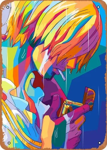 Anime-Poster, Cartoon- und Gaming-Metallblechschild, Sanji Wpap Pop Art Wandkunst-Dekoration