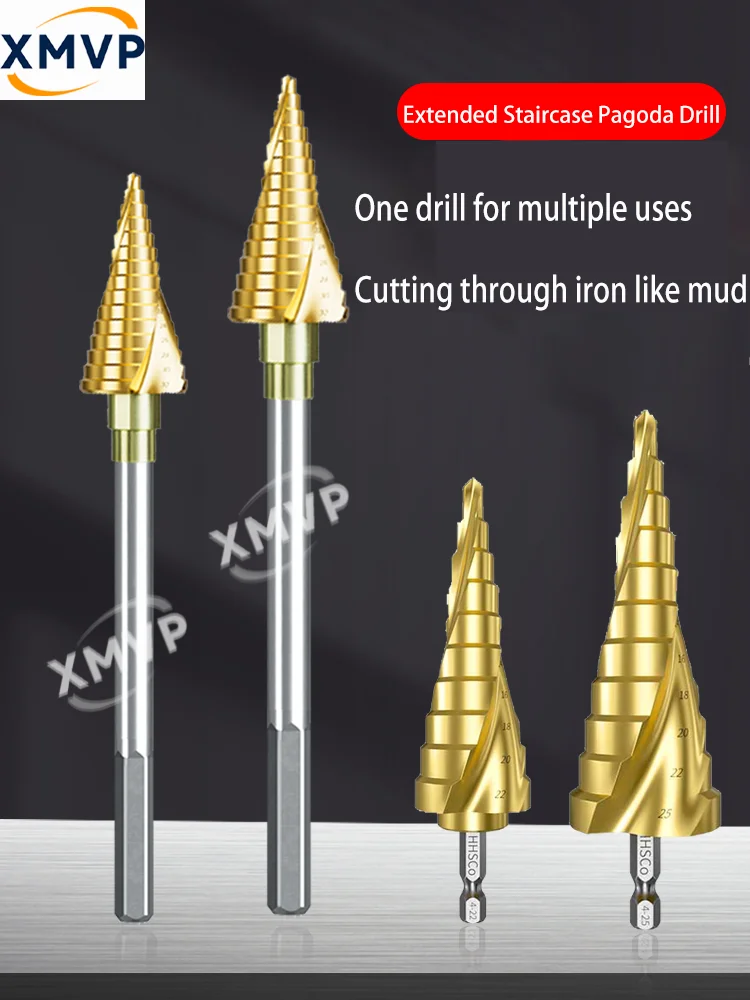 

Удлиненное сверло для пагоды, ручная дрель, спиральный открыватель для деревообработки высокой твердости, ступенчатое сверло, конический железный лист и боа по дереву.