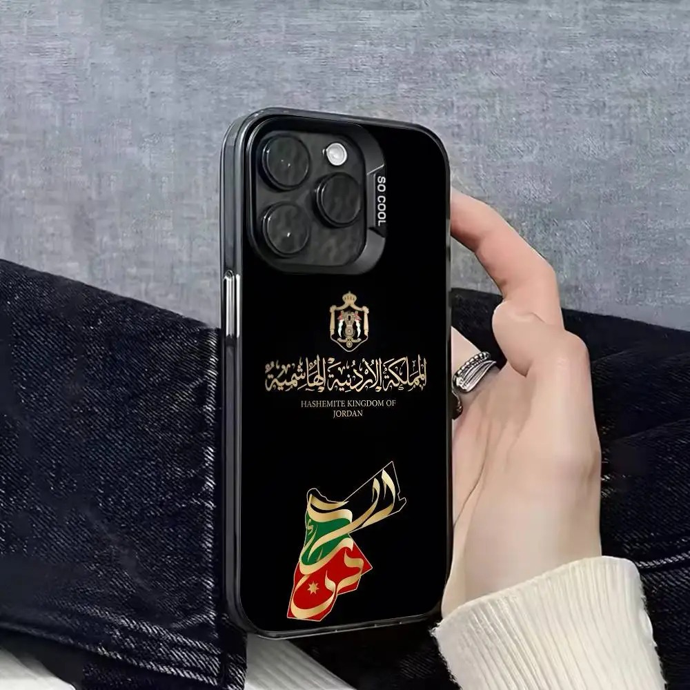 جواز السفر العلم جوردان عبد الله بن هوسين جراب هاتف آيفون 17,16,15,14,13,12,11,Pro,Max,Plus,E,SE4,Air,Mini Black IMD Cover #4