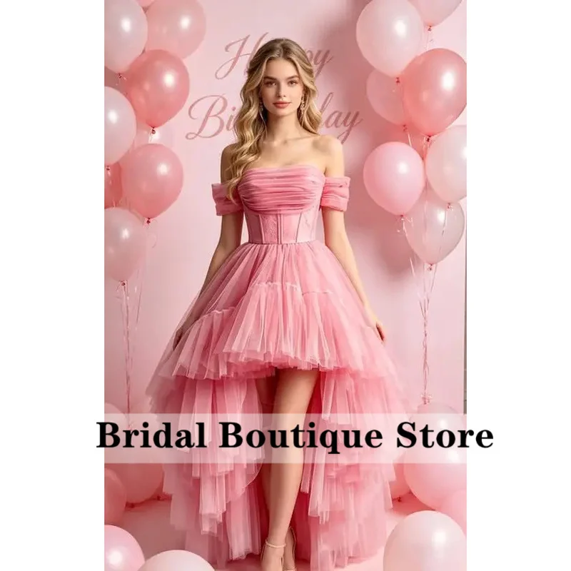 Customized Layered Tulle Homecoming Dresses High Low DAMA Dresses for Quinceanera Lace Appliques Short Cocktail Party Gown