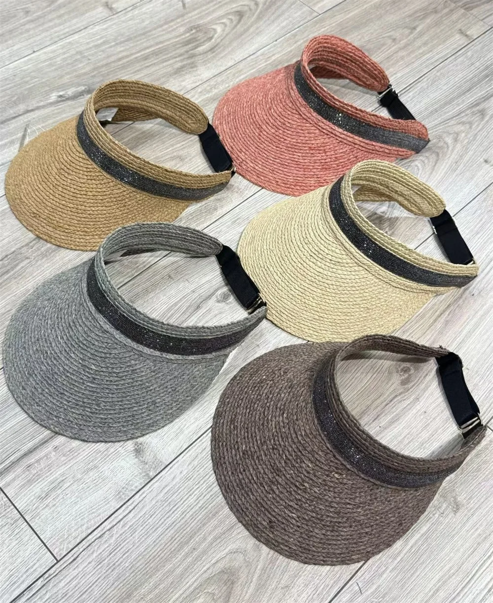 26 Spring/Summer New Women's Chain Straw Hat Beach Sun Protection Cap Vacation