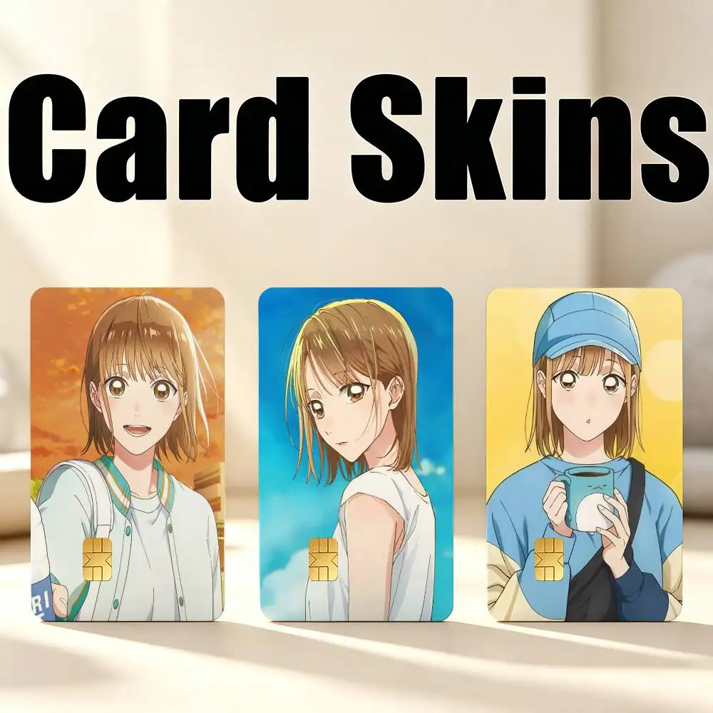 B-Blue Box C-Chinatsu Kano 1Set 4Pcs Waterproof Card Skin Stickers for Credit Bus IC Cards