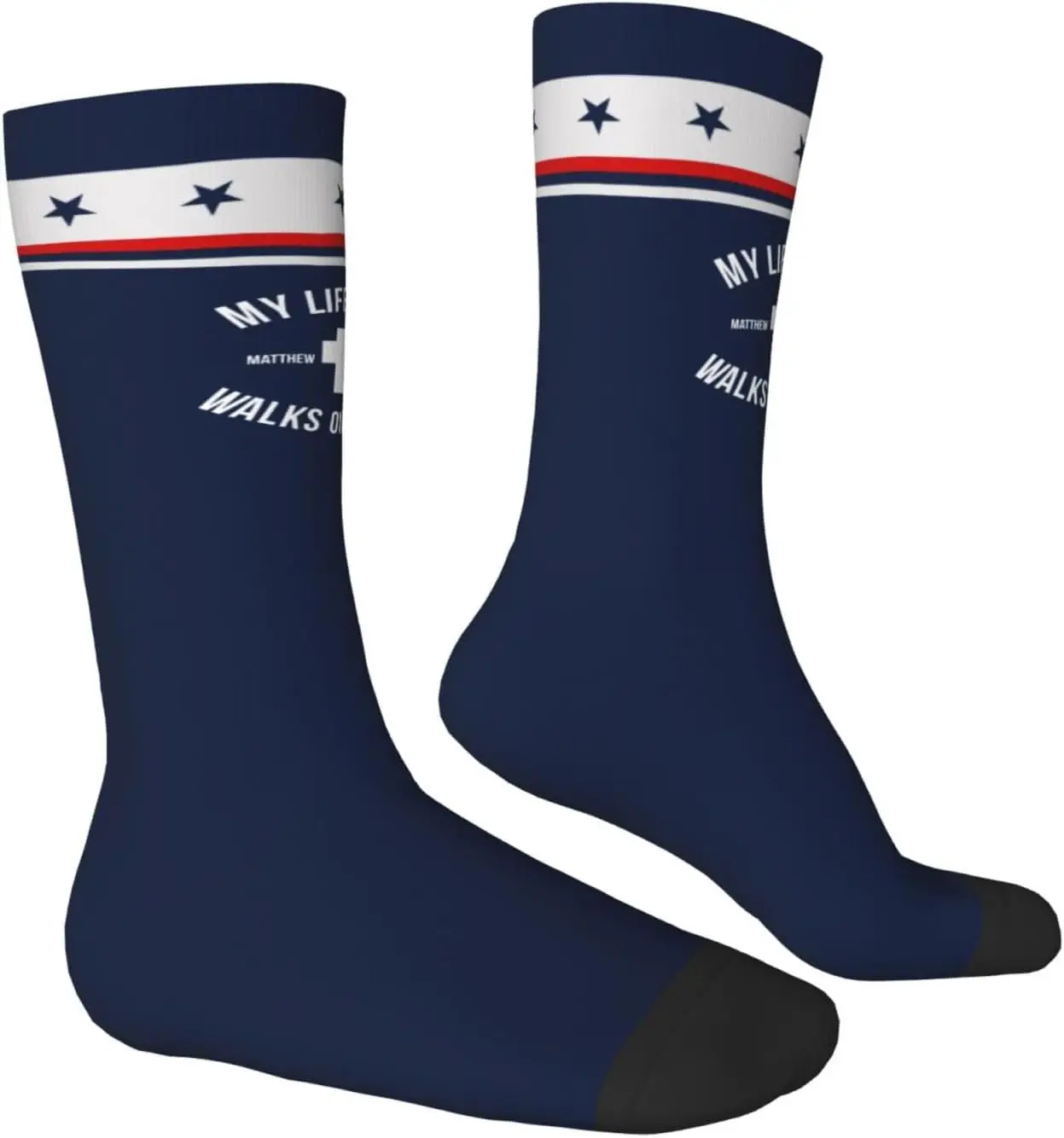 私のライフガードは水の上を歩く マタイア 14:22-32 イエス クロス ギフト メンズ ロングソックス アスレチック ランニング スポーツソックス 女性用