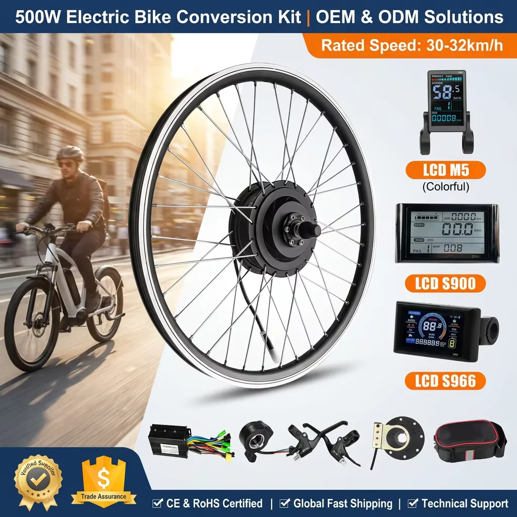 Front Rear Wheel Electric Bike Conversion kit 36V 48V 500W Brushless Geared Electric Bike Kit with Display