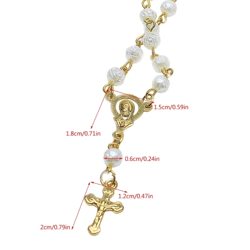 Catholic Rosary Bracelets Rose Beaded Bracelets Handchain Religious Jewelry Gift for Catholicism Church Prayer