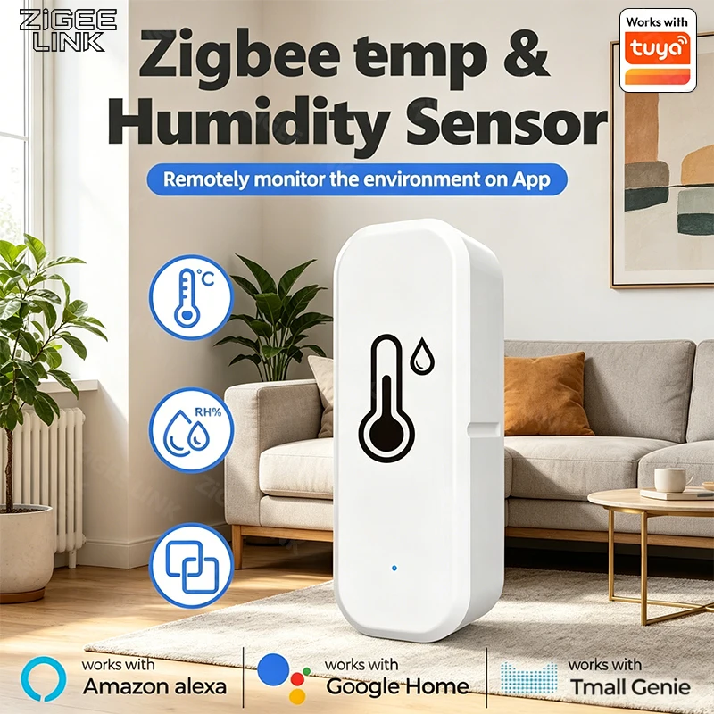Zigbee 3.0 Temperature And Humidity Sensor Tuya Intelligent Home Hygrometer Smart Connected Thermometer Need Zigbee Gateway