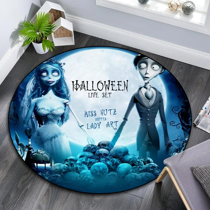 love animated film corpse bride Rug Computer chair Area Round Rug Bedroom Anti-Slip home Decorative Pet Mat carpet