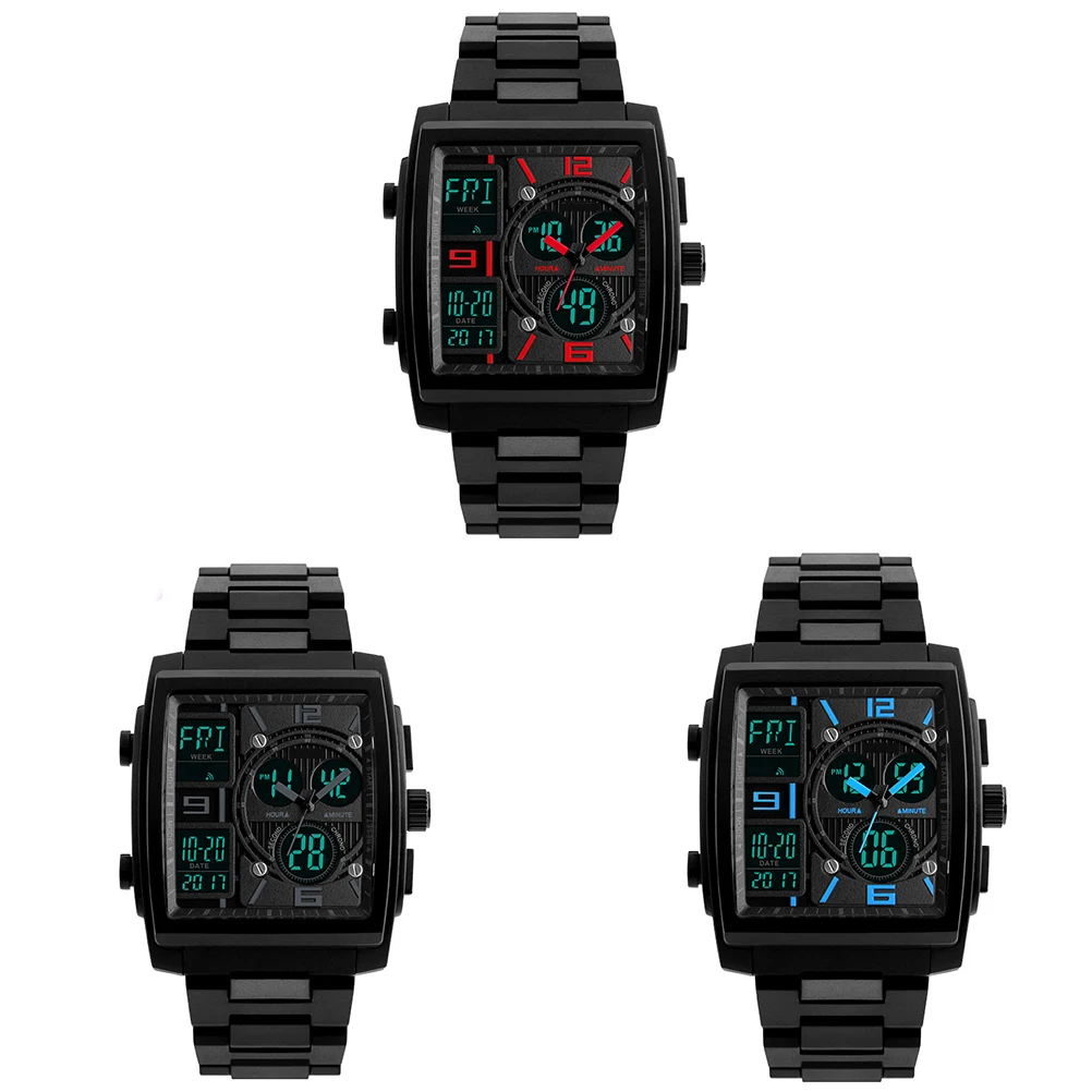 

Digital Sports Watch Men Waterproof Wristwatch EL Light Date Week Alarm Stopwatch Resin Glass PU B PC Case 50M Outdoor