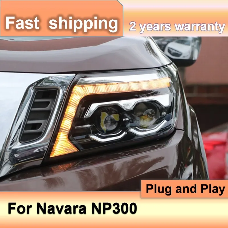 Car Accessories for Nissan NP300 Headlamp 2016-2020 Navara Headlight DRL Turn Signal High Beam Projector Lens