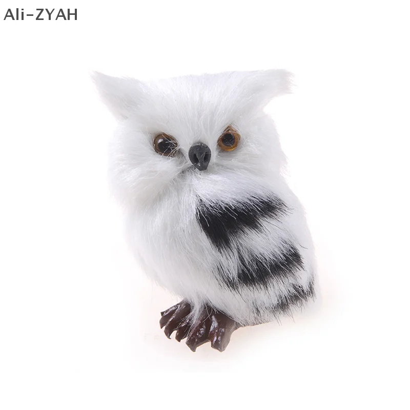(YY) 1 Stück süße Eule Mini weiß Simulation pelzigen Vogel Ornament Dekoration Schmuck Simulation für Home Decor Geschenk