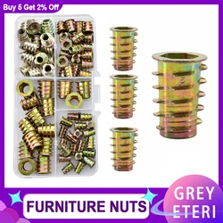 M4 M5 M6 M8M10 Furniture Nut box Zinc Alloy Hex Drive Insert Nuts T-Type Woodworking Wood Insertnut Table Desk Chair Bed Nutsert