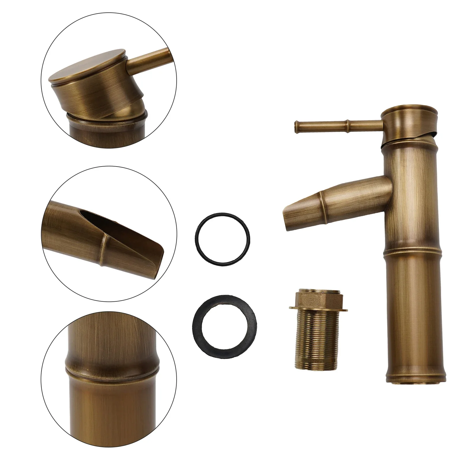 Durable Basin Faucet Bathroom Bamboo Shape Faucet Deck Mounted Hot And Cold Water Kitchen Mixer Tap Single Handle