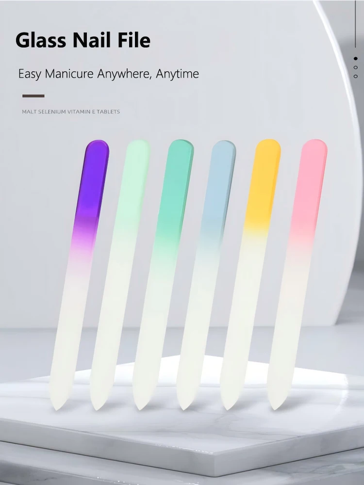 Durable Glass Nail File with Storage Case, Comfortable Grip, Washable and Reusable, Creates a Shiny and Smooth Nail Surface