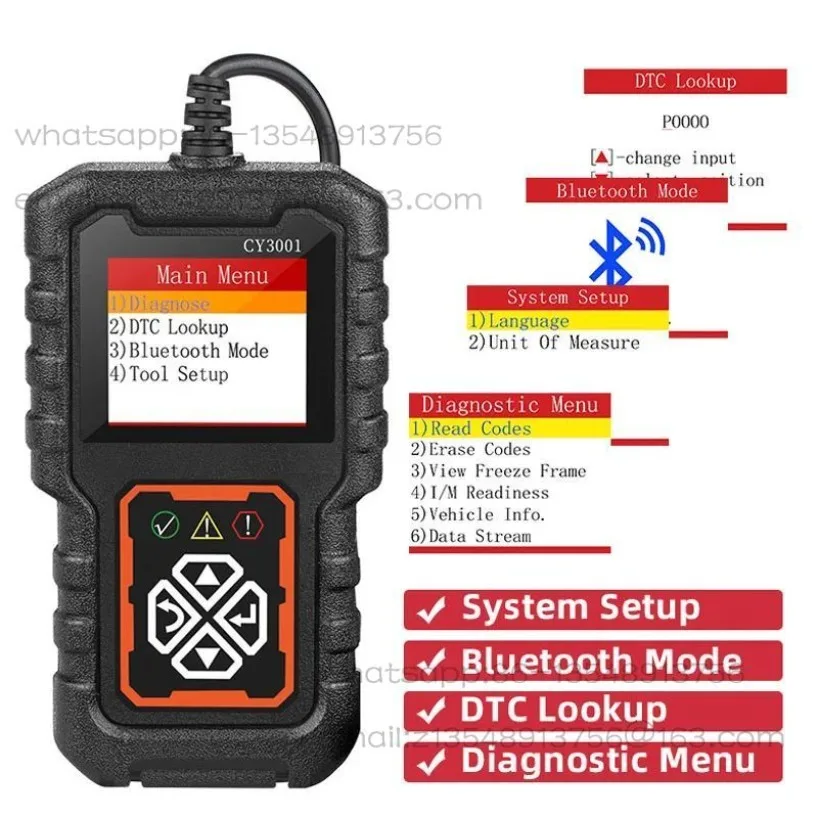 1 PC Automotive Fault Detection Device CY3001 OBD2 Reading C