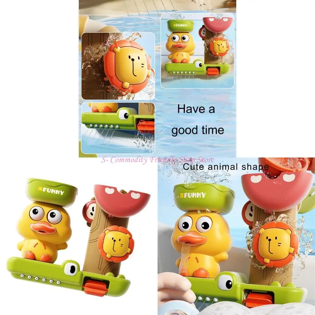 

85AE Interactive Duck and Lion Bath Play Toy Suction Cup Water Sprayer Kids Shower Toy