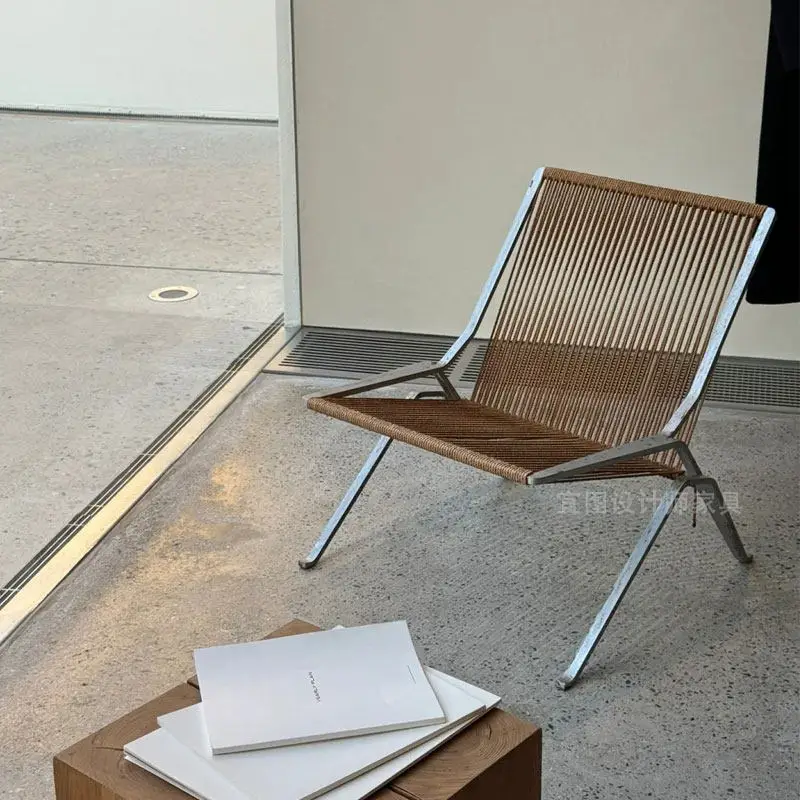 Single Lounge Chair Living Room Minimalist Rope Weaving Sofa Hotel Rest Area Reception Chair Outdoor Weaving Chair