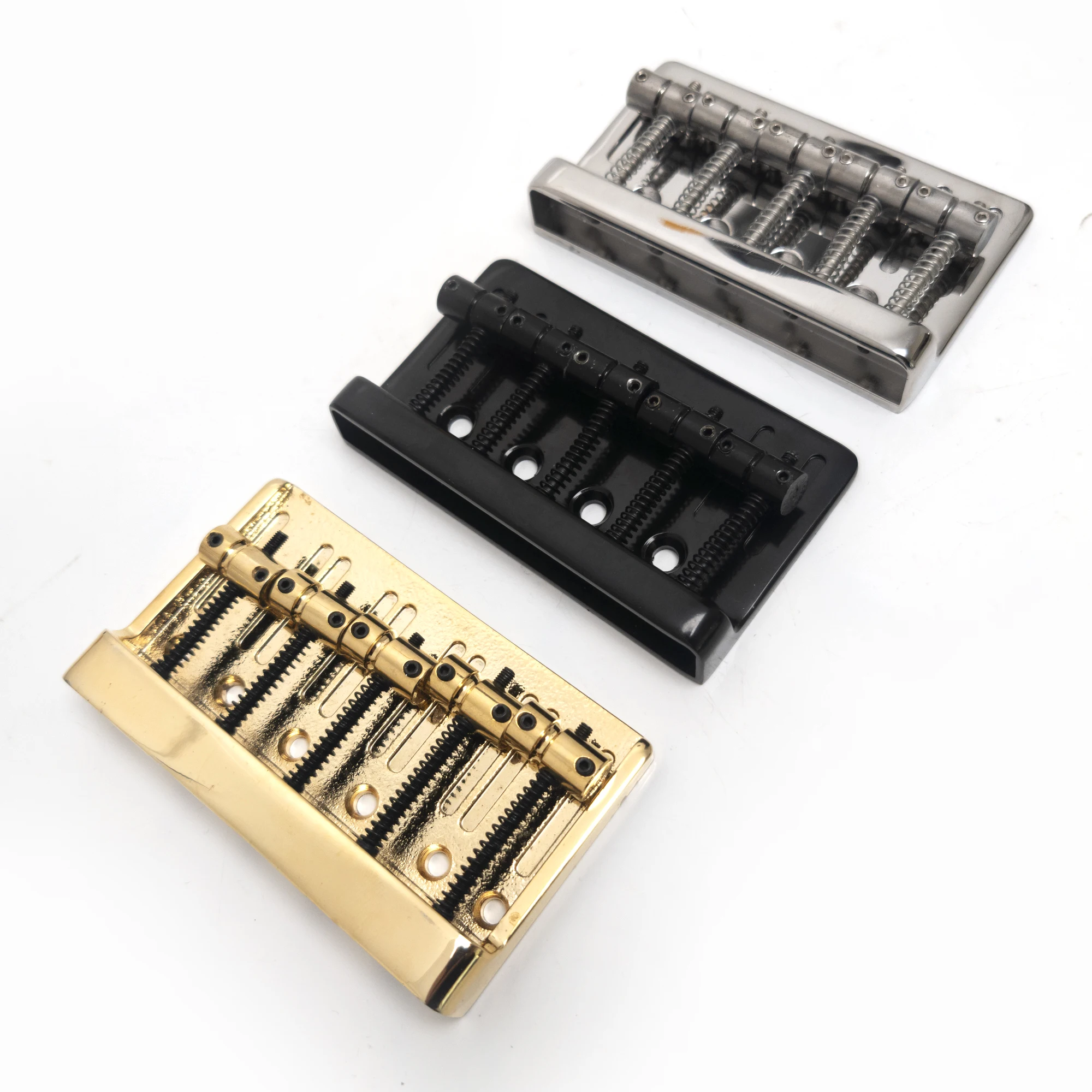 

5 String Bass Guitar Bridge Metal Fixed Hardtail Saddle Bridge Guitar Tailpiece Gold Chrome and Black Guitar Accessoires
