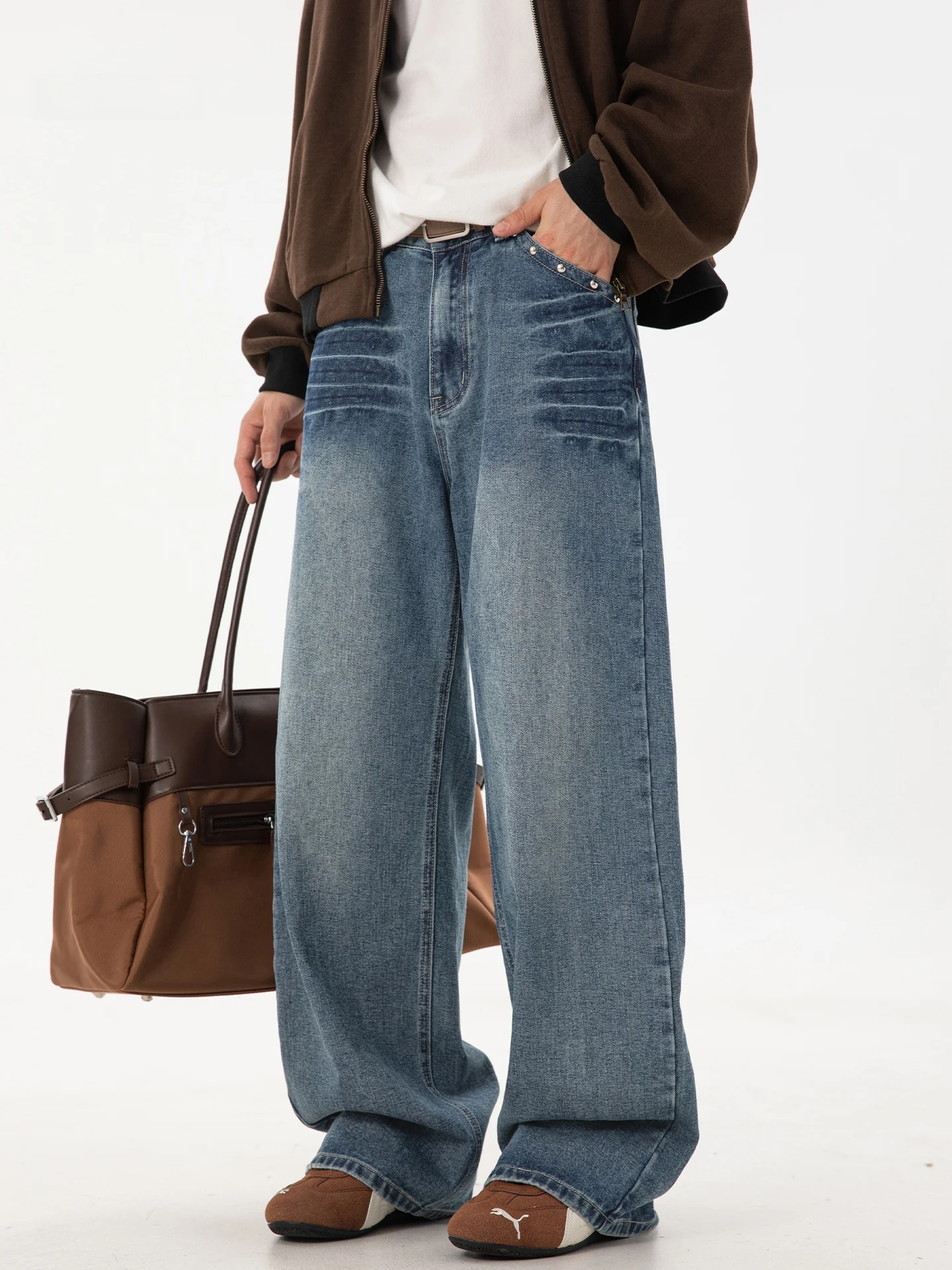 

Wmnm American Retro Knife Jeans Men Summer Thin Faion Brand Lightning Pattern High Street Waed Loose Wide Leg Pants