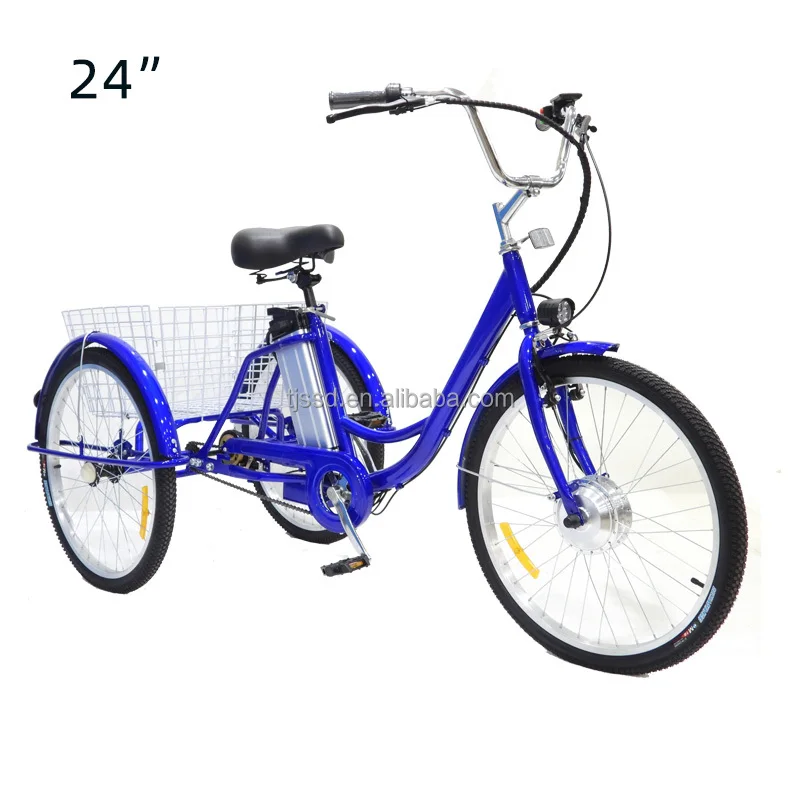 24-inch wheel Tricycle Electric Tricycle 350W motor 3-wheeled Bicycle Tricycle Adult Cargo electric bicycle with basket